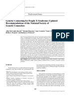 Genetic Counseling For Fragile X Syndrome: Updated Recommendations of The National Society of Genetic Counselors