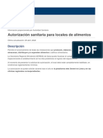 Autorización Sanitaria para Locales de Alimentos