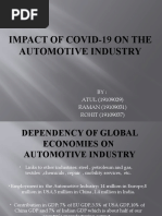 Impact of Covid-19 On The Automotive Industry: BY: ATUL (19109029) RAMAN (19109031) ROHIT (19109037)