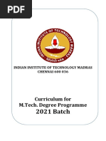 2021 Batch: Curriculum For M.Tech. Degree Programme