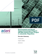 Executive Summary of ESIA For 600MW Hybrid Power Project