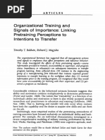 Organizational Training and Signals of Importance - Linking Pretraining Perceptions To Intentions To Transfer