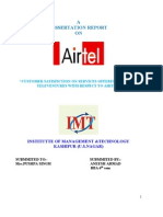 A Dissertation Report ON: "Customer Satisfiction On Services Offered by Bharti Televentures With Respect To Airtel"