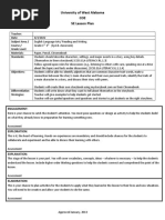 University of West Alabama COE 5E Lesson Plan: Teacher: Date: Subject Area / Course / Grade Level: Materials: Standards