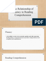 The Relationship of Fluency To Reading Comprehension