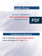 Compiler Design: Instructor: Mohammed O. Samara University