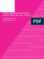 ESOL Skills For Life Specifications - Entry 3