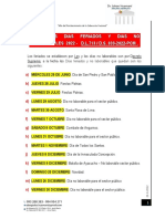 Dias Feriados y Dias No Laborables 2022