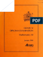 Grade 12 Diploma Examination Mathematics 30 - January1990