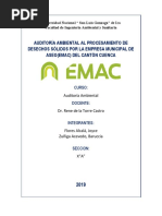 Auditoría Ambiental Al Procesamiento de Desechos Sólidos Por La Empresa Municipal de Aseo