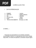 Curriculum Vitae I. Datos Personales: Iii - Perfil.