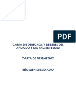 Carta de Derechos y Deberes y Carta de Desempeño Régimen Subsidiado 2022