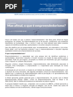 Texto de Apoio - Mas Afinal o Que É Empreendorismo