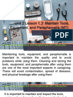 Unit 2 Lesson 1.3: Maintain Tools, Equipment, and Paraphernalia (MT)