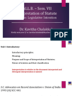 BALL.B. - Sem. VII Interpretation of Statute: Lecture: Legislative Intention