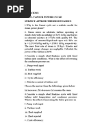 Questions Topic-Vapour Power Cycle Subject-Applied Thermodynamics