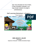 Identifying The Speaker in The Story Predicting Possible Ending and Relating Story Events To One'S Experiences Self Learning Worksheet in English 1