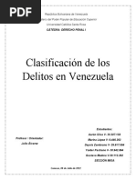 Clasificación de Los Delitos en Venezuela