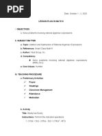 Lesson Plan in Rational Algebraic Expressions