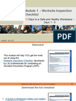 Module 1 - Worksite Inspection Checklist: Days To A Safe and Healthy Workplace - Days 1 - 5