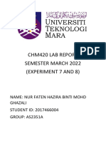 Chm420 Lab Report Semester March 2022 (Experiment 7 and 8)