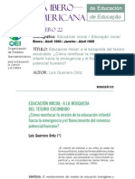 Luis Guerrero Ortiz - Educación Inicial, A La Búsqueda Del Tesoro Escondido - Cómo Reenfocar La Misión de La Educación Infantil Hacia La Emergencia y El Florecimiento Del Inmenso Potencial Humano