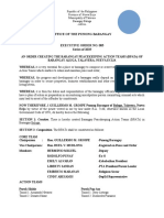 Office of The Punong Barangay Executive Order No. 005 Series of 2019