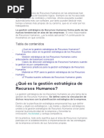 ¿Qué Es La Gestión Estratégica de Recursos Humanos?