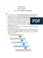 Revision Notes Class - 8 Science Chapter 8 - Cell - Structure and Functions