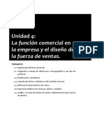 Unidad 4: La Función Comercial en La Empresa y El Diseño de La Fuerza de Ventas