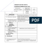 Lesson Plan For Math 4 On Classroom Observation Tool