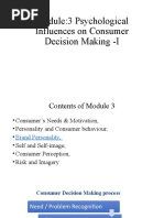 Module:3 Psychological Influences On Consumer Decision Making - I