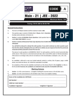 2022-Mock JEE Main-21 - Paper