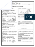 Avaliação de Ciências 4º Ano - 2º Trimestre