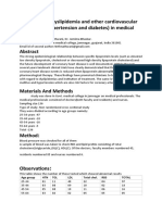 Prevalence of Dyslipidemia and Other Cardiovascular Risk Factors (Hypertension and Diabetes) in Medical Professionals