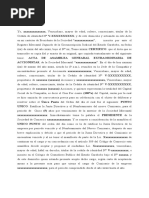 Acta de Asamblea Extraordinaria de Ratificacion de Junta Directiva y Cambio de Comisario.