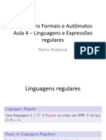 Linguagens Formais, Autômatos e Compiladores - Aula 4