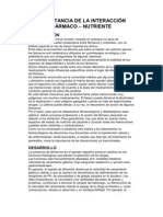 IMPORTANCIA DE LA INTERACCIÓN FÁRMACO Nutricion