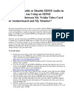 How Do I Enable or Disable HDMI Audio in Windows If I Am Using An HDMI Connection Between My Nvidia Video Card or Motherboard and My Monitor?