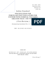 Indian Standard: Specification For Porcelain Post Insulators For Systems With Nominal Voltages Greater Than 1 000 Volts