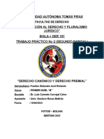 Universidad Autónoma Tomás Frías "Introducción Al Derecho Y Pluralismo Jurídico" Sigla Der 101 Trabajo Práctico No 2 (Segundo Parcial)