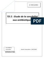 TD 2: Etude de La Sensibilité Aux Antibiotiques: Année Universitaire: 2021/2022