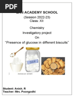 San Academy School: Presence of Glucose in Different Biscuits