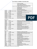 Calendar of The Academic Year 2022-2023