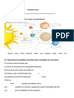 El Sistema Solar NOMBRE Y APELLIDOS: - GRADO: - FECHA: 07/12/2020 1º. Arrastra Las Palabras Hasta Su Lugar Correspondiente