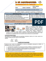 Ficha Actividad #1 - 3º Matematica - I Bimestre - Planteo de Ecuaciones