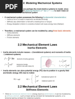 Chapter 2: Modeling Mechanical Systems: Applying Newton's 2 Law (F Ma) Fundamental Characteristics