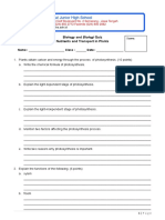 Quiz Nutrition and Transport in Plants