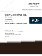 Orvana Minerals Report Stonecap Securities