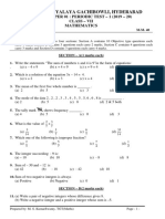 Maths VII Periodic Test 1 Sample Paper 01 2019